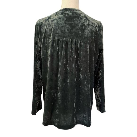 J Jill Womens Velour Velvet Pullover Top Blouse Size SP Forest Green Whimsigoth - Picture 3 of 8